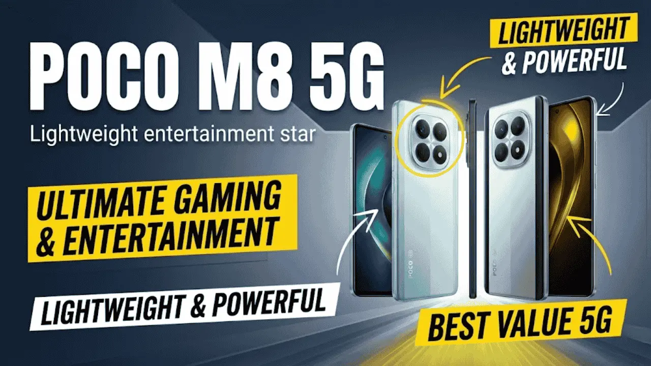 POCO M8 5G. Sleek, fast, & powerful. 🚀