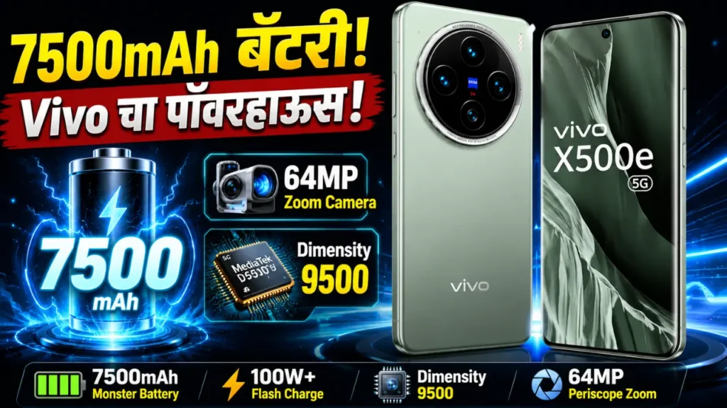 Vivo X500e Leak: 7500mAh ?????, Dimensity 9500 ????????, 64MP ????????? ?????? ??? 144Hz AMOLED ?????????? ????? Vivo 5G ??????????.
