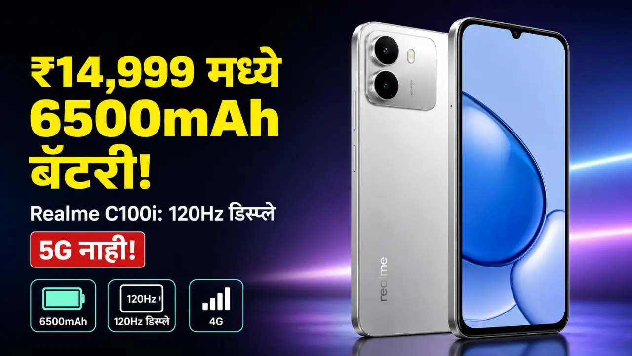 Realme C100i भारतात लॉन्च ₹14,999 मध्ये 6500mAh बॅटरी, 120Hz डिस्प्ले